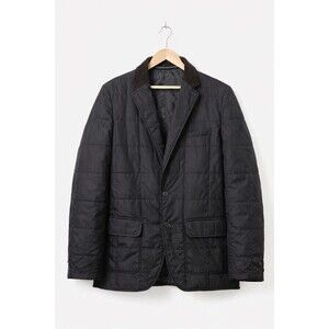 Chaps Men’s Quilted Blazer Jacket Black Corduroy Collar Insulated 40R